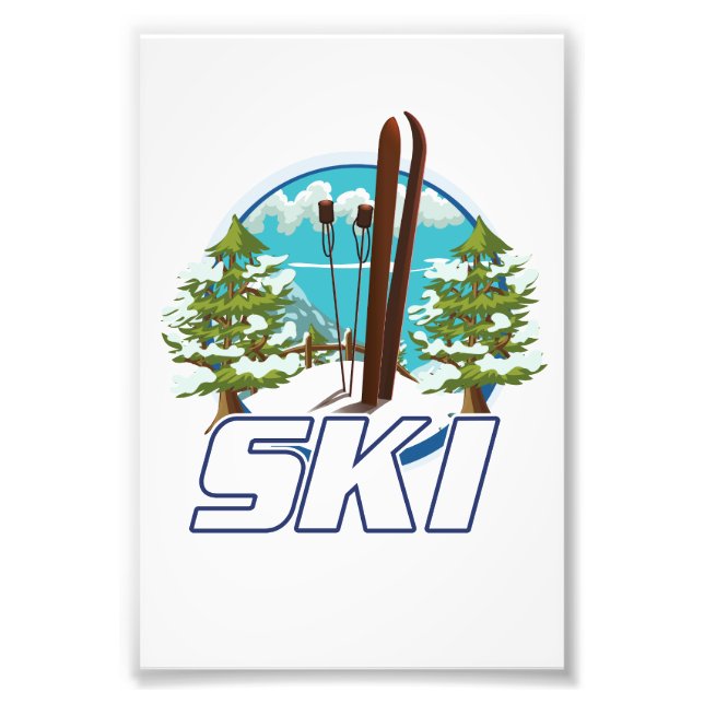Skifahren, Skiposter-Logo. Fotodruck (Vorne)