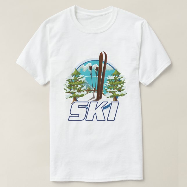 Skifahren, Skiposter-Logo. T-Shirt (Design vorne)