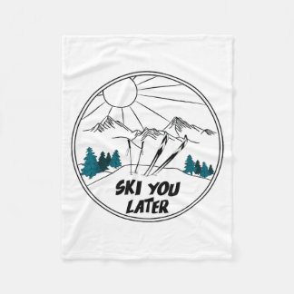 Skifahren später Wintersport vintage Pulverschnee  Fleecedecke