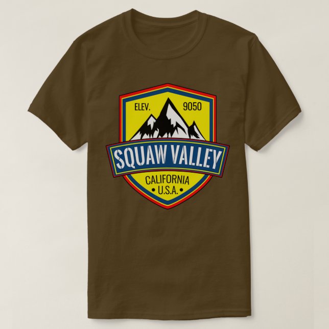 Skifahren Squaw Valley California Skigebirge Snowb T-Shirt (Design vorne)