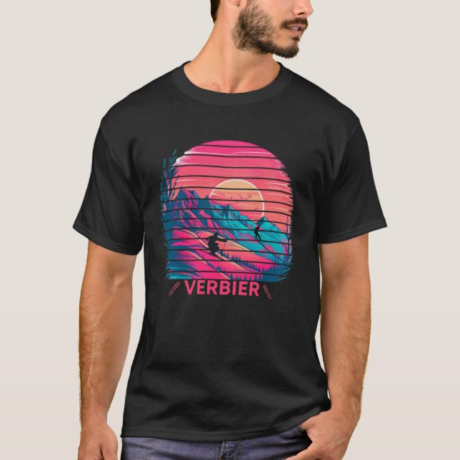 Skifahren und Apres Ski Wintersport Verbier Switze T-Shirt (Vorderseite)