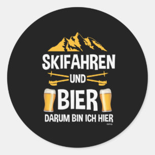 Skifahren und Bier Apres Ski Party Kostüm Winter-S Runder Aufkleber