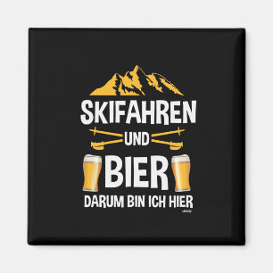 Skifahren und Bier Apres Ski Party Kostüm Wintersp Magnet
