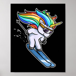 Skifahren Unicorn Alpinabfahrt Slalom Skifahren Poster