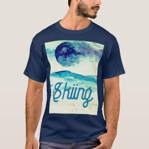 Skifahren Wasserfarbengebirge Landschaft T-Shirt