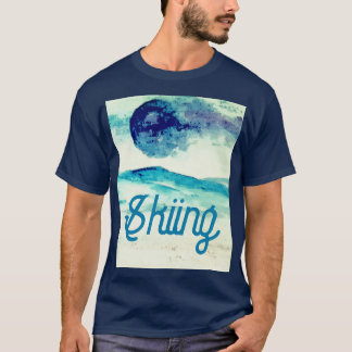Skifahren Wasserfarbengebirge Landschaft T-Shirt