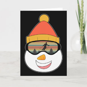Skifahren Weihnachten Schneemann Winter Skifahrer Karte