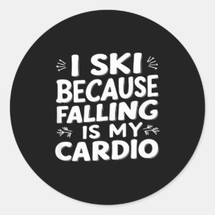 Skifahren, weil fallen Cardio ist lustige Skifahre Runder Aufkleber