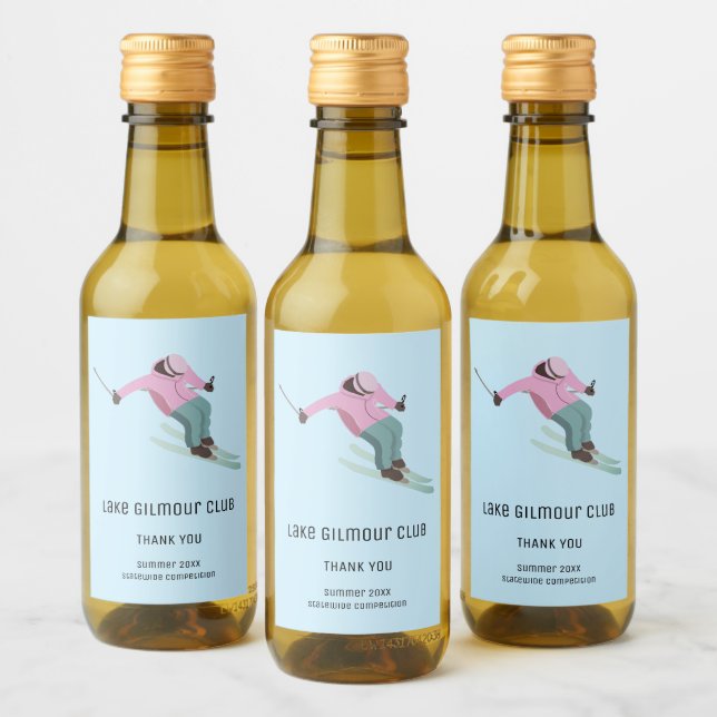 Skifahren Weinetikett (Flaschen)