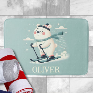 Skifahren Whimsical Niedlich Eisbär Personalisiert Badematte