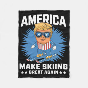 Skifahren wieder großartig - Funny Donald Trump Sk Fleecedecke