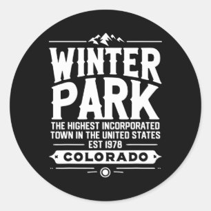 Skifahren Winter Park Colorado Skifahrer Ski Souve Runder Aufkleber