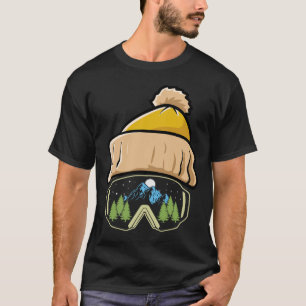 Skifahren Wintersport Ski Mütze Snowboard Brille S T-Shirt
