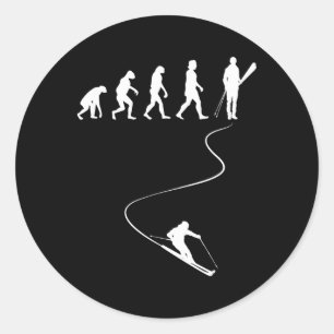 Skifahren Wintersport Skiliebhaber Evolution des S Runder Aufkleber