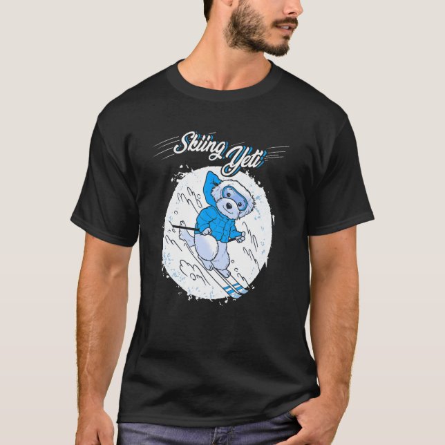 Skifahren Yeti Dog Skier Wintersport Ski T-Shirt (Vorderseite)