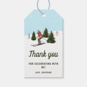 Skifahrende Frauen Winterhänge Geburtstag Danke Geschenkanhänger