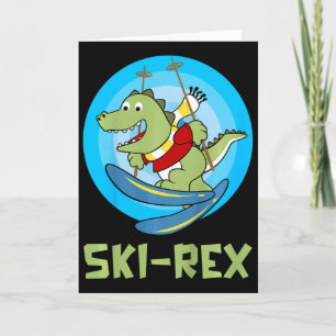 Skifahrende Kinder Ski-rex Lustiger Dino Kleinkind Karte