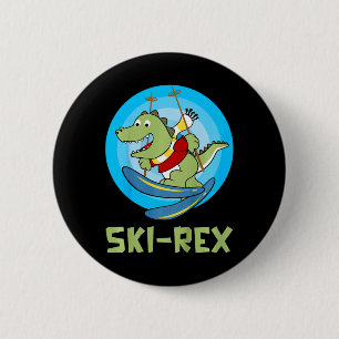 Skifahrende Kinder Ski-rex Lustiger Dino Klekind L Button