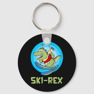 Skifahrende Kinder Ski-rex Lustiger Dino Klekind L Schlüsselanhänger