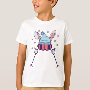 Skifahrender Hase mit Schutzbrille und Skimütze Wi T-Shirt