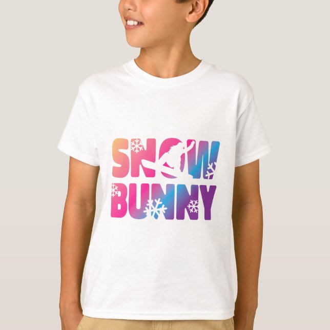 Skifahrender Hase Schnee Hase  T-Shirt (Vorderseite)