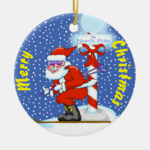 Skifahrender Weihnachtsmann-Christbaumanhänger