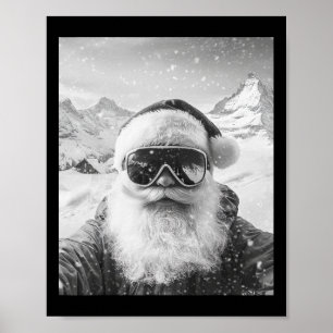 Skifahrender Weihnachtsmann Selfie Weihnachten Poster