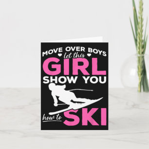 Skifahrendes Mädchen Rückt mal zur Seite, Jungs, l Karte