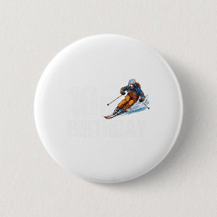 Skifahrer 10. Geburtstag Ski Junge Mädchen 10. Geb Button
