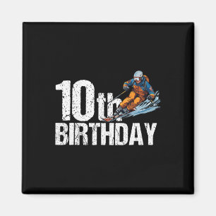 Skifahrer 10. Geburtstag Ski Junge Mädchen 10. Geb Magnet