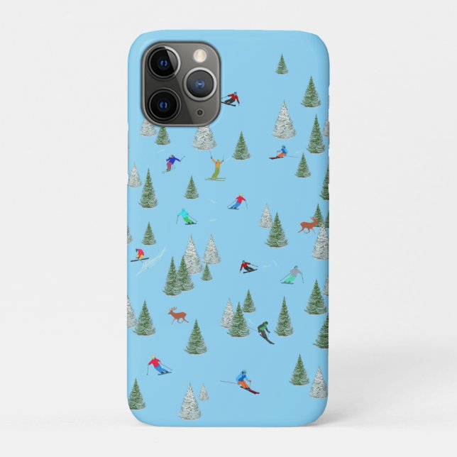 Skifahrer Abfahrt-Skiilllustration Blassblau Case-Mate iPhone Hülle (Rückseite)