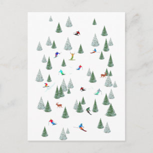 Skifahrer Abfahrtsskiing Postkarte