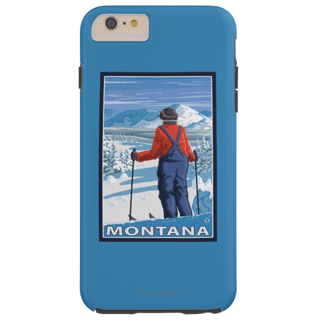 Skifahrer AdmiringMontanaVintage Reise-Plakat Case-Mate iPhone Hülle (Rückseite)