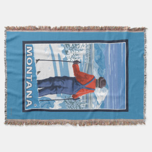 Skifahrer AdmiringMontanaVintage Reise-Plakat Decke