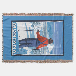 Skifahrer AdmiringMontanaVintage Reise-Plakat Decke