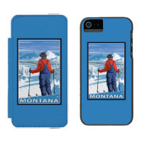 Skifahrer AdmiringMontanaVintage Reise-Plakat