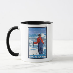 Skifahrer AdmiringMontanaVintage Reise-Plakat Tasse