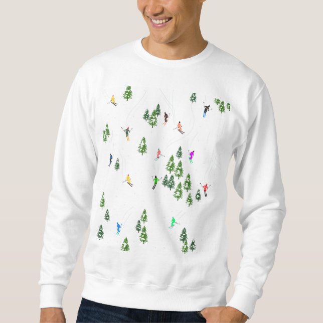 Skifahrer Alpin Skifahren Illustration Skier Sweatshirt (Vorderseite)