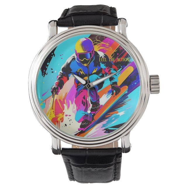 Skifahrer Armbanduhr (Vorderseite)