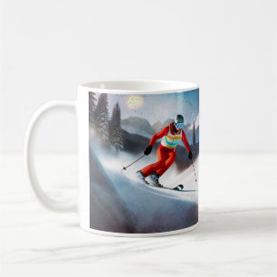 Skifahrer auf dem Berg Kaffeetasse