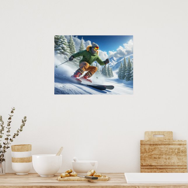 Skifahrer auf einem Slope Poster (Küche)