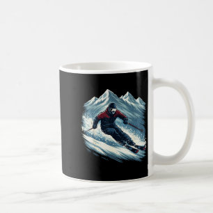 Skifahrer auf Schneebirgen Action Wintersport Kaffeetasse