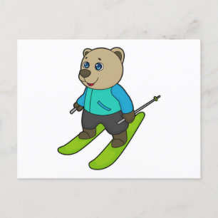Skifahrer Bär Ski Postkarte