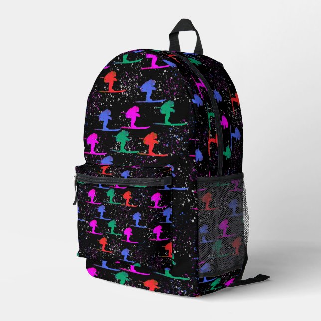 Skifahrer Bedruckter Rucksack (Rückseitige Ecke Rechts)