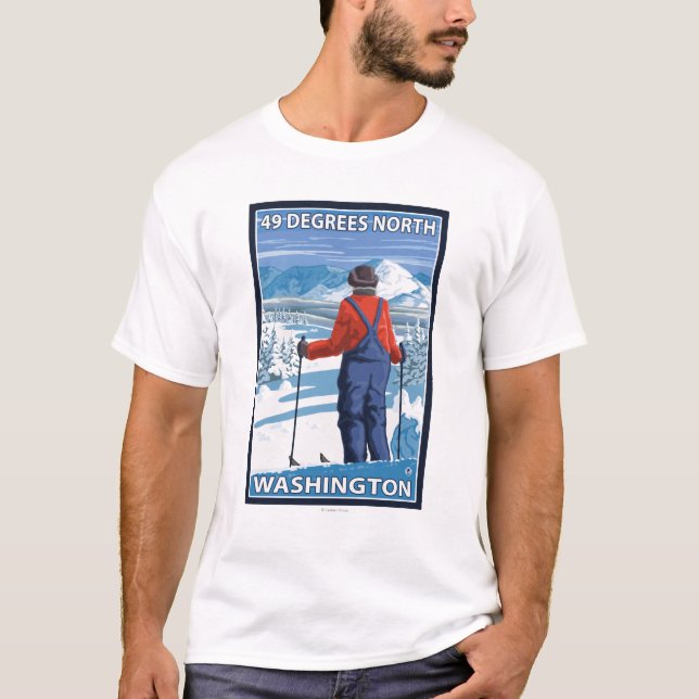 Skifahrer-Bewundern - 49 Grad Nord, Washington T-Shirt (Vorderseite)