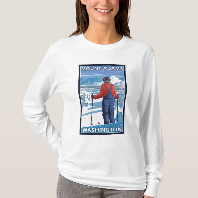 Skifahrer-Bewundern - Berg Adams, Washington T-Shirt (Vorderseite)