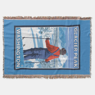 Skifahrer-Bewundern - Gletscher-Spitze, Washington Decke