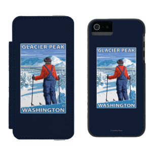 Skifahrer-Bewundern - Gletscher-Spitze, Washington Incipio Watson™ iPhone 5 Geldbörsen Hülle