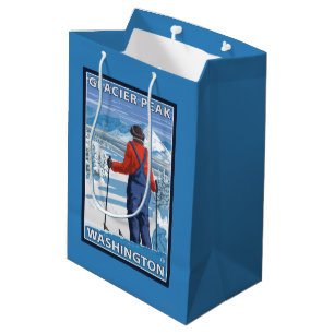 Skifahrer-Bewundern - Gletscher-Spitze, Washington Mittlere Geschenktüte