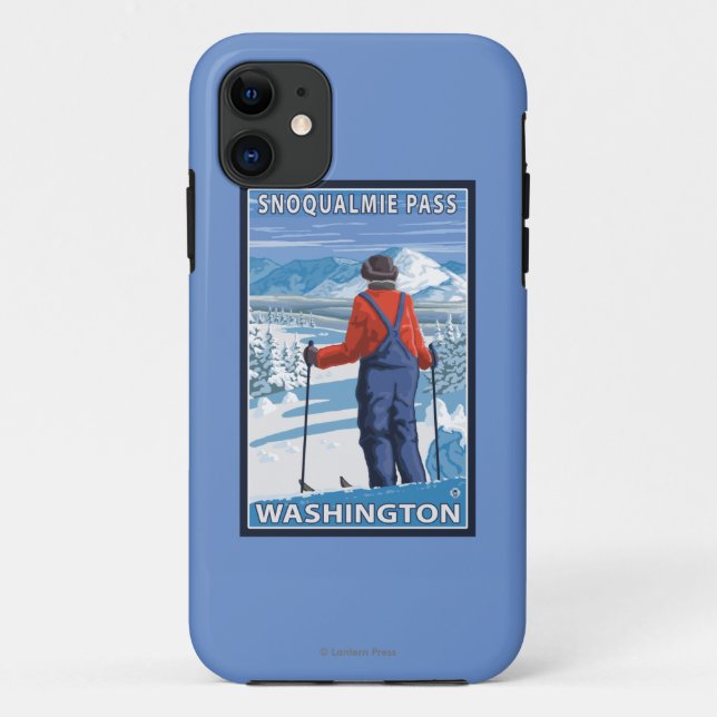Skifahrer-Bewundern - Snoqualmie Durchlauf, Case-Mate iPhone Hülle (Rückseite)